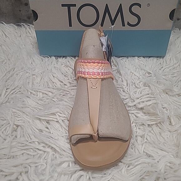 TOMS BREE HONEY WOVEN TRIM THONG SANDAL Sz 8 NIB - Picture 2 of 9